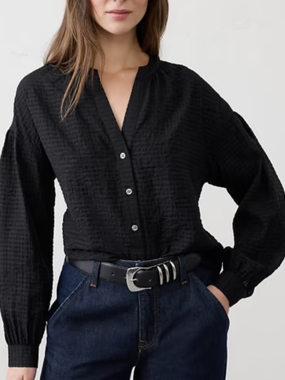 BANANA REPUBLIC FACTORY Jacquard Puff-Sleeve Top